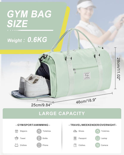 Gym Bag Womens Mens with Shoes Compartment and Wet Pocket Travel Duffel Bags for Women for Plane Sport Gym Tote Bag with Toiletry Bags Waterproof Weekend Overnight Carry on Bag Hospital Holdalls - Colors A