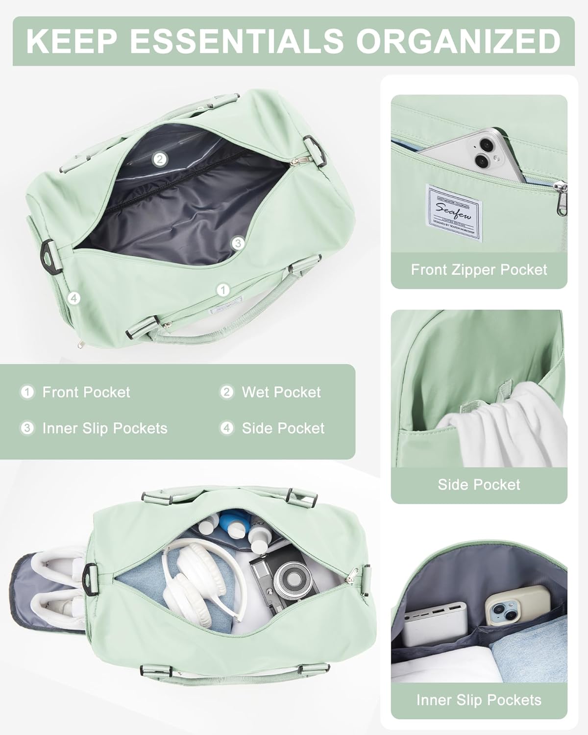 Gym Bag Womens Mens with Shoes Compartment and Wet Pocket Travel Duffel Bags for Women for Plane Sport Gym Tote Bag with Toiletry Bags Waterproof Weekend Overnight Carry on Bag Hospital Holdalls - Colors A