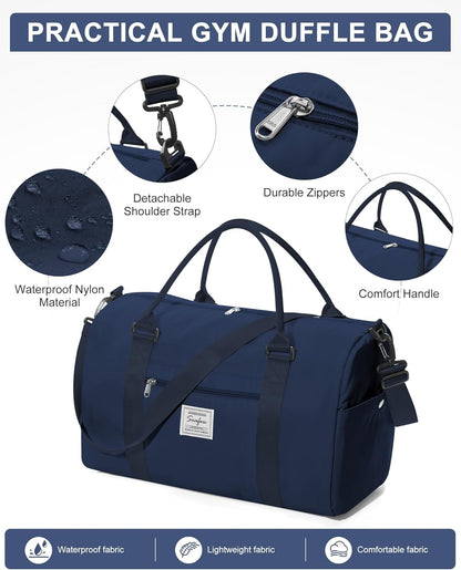Gym Bag Womens Mens with Shoes Compartment and Wet Pocket Travel Duffel Bags for Women for Plane Sport Gym Tote Bag with Toiletry Bags Waterproof Weekend Overnight Carry on Bag Hospital Holdalls - Colors A