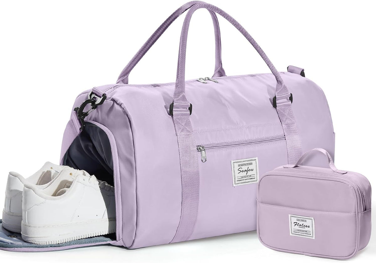 Gym Bag Womens Mens with Shoes Compartment and Wet Pocket Travel Duffel Bags for Women for Plane Sport Gym Tote Bag with Toiletry Bags Waterproof Weekend Overnight Carry on Bag Hospital Holdalls - Colors A