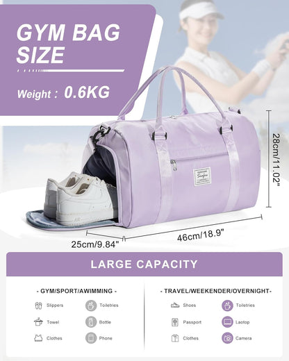 Gym Bag Womens Mens with Shoes Compartment and Wet Pocket Travel Duffel Bags for Women for Plane Sport Gym Tote Bag with Toiletry Bags Waterproof Weekend Overnight Carry on Bag Hospital Holdalls - Colors A