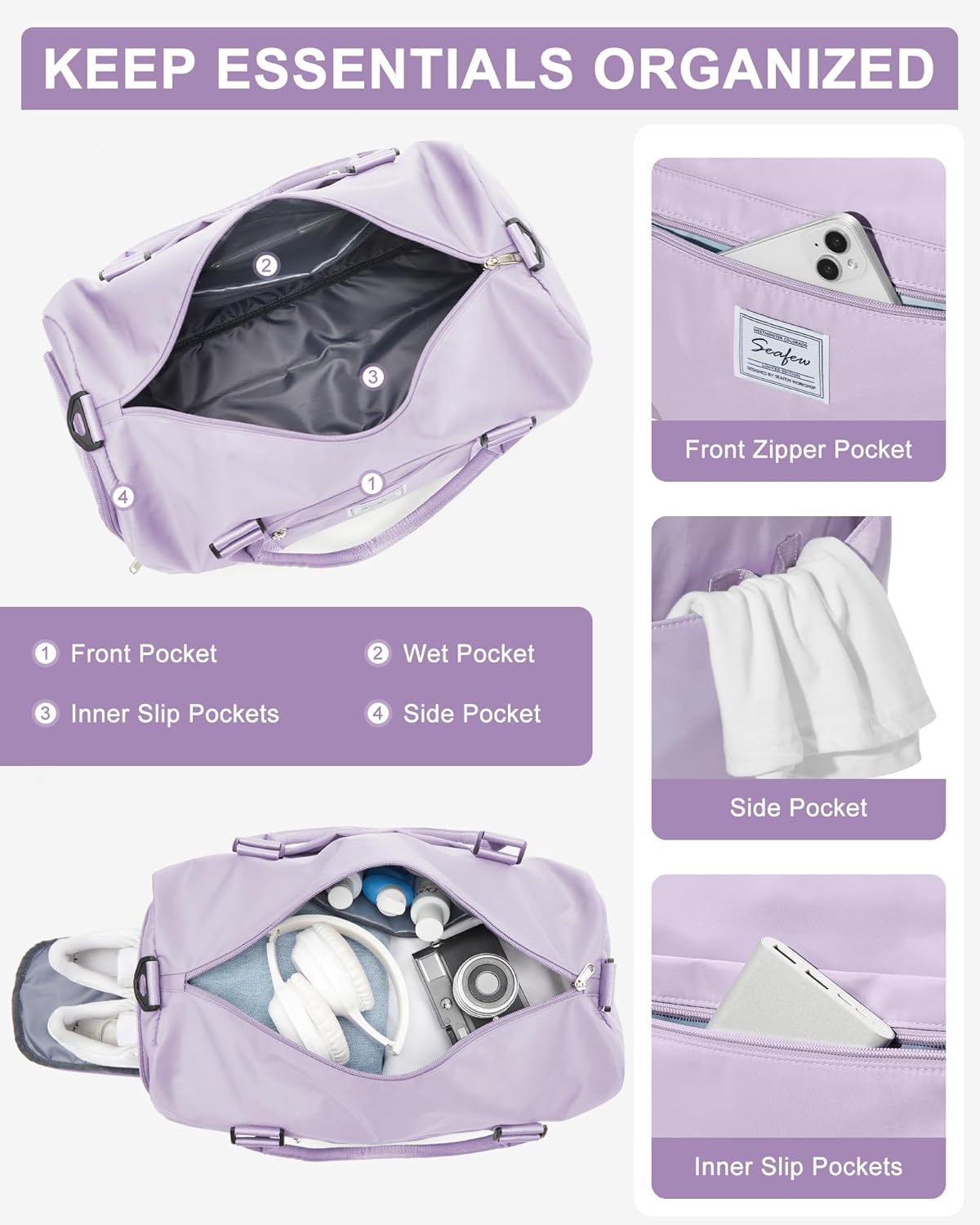 Gym Bag Womens Mens with Shoes Compartment and Wet Pocket Travel Duffel Bags for Women for Plane Sport Gym Tote Bag with Toiletry Bags Waterproof Weekend Overnight Carry on Bag Hospital Holdalls - Colors A