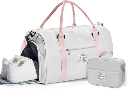 Gym Bag Womens Mens with Shoes Compartment and Wet Pocket Travel Duffel Bags for Women for Plane Sport Gym Tote Bag with Toiletry Bags Waterproof Weekend Overnight Carry on Bag Hospital Holdalls - Colors A