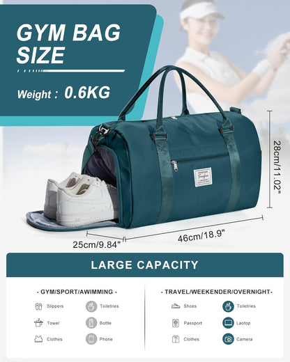 Gym Bag Womens Mens with Shoes Compartment and Wet Pocket Travel Duffel Bags for Women for Plane Sport Gym Tote Bag with Toiletry Bags Waterproof Weekend Overnight Carry on Bag Hospital Holdalls - Colors A
