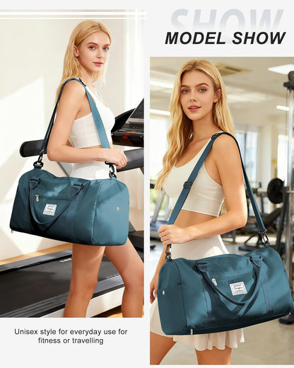 Gym Bag Womens Mens with Shoes Compartment and Wet Pocket Travel Duffel Bags for Women for Plane Sport Gym Tote Bag with Toiletry Bags Waterproof Weekend Overnight Carry on Bag Hospital Holdalls - Colors A