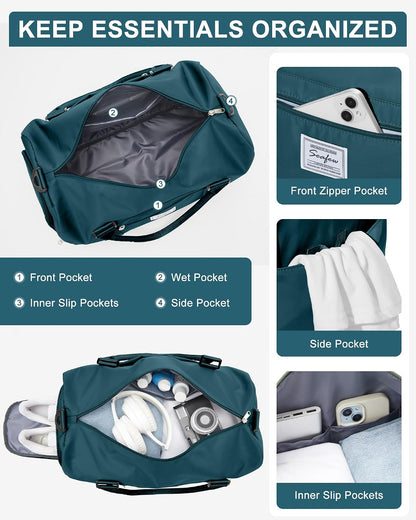 Gym Bag Womens Mens with Shoes Compartment and Wet Pocket Travel Duffel Bags for Women for Plane Sport Gym Tote Bag with Toiletry Bags Waterproof Weekend Overnight Carry on Bag Hospital Holdalls - Colors A