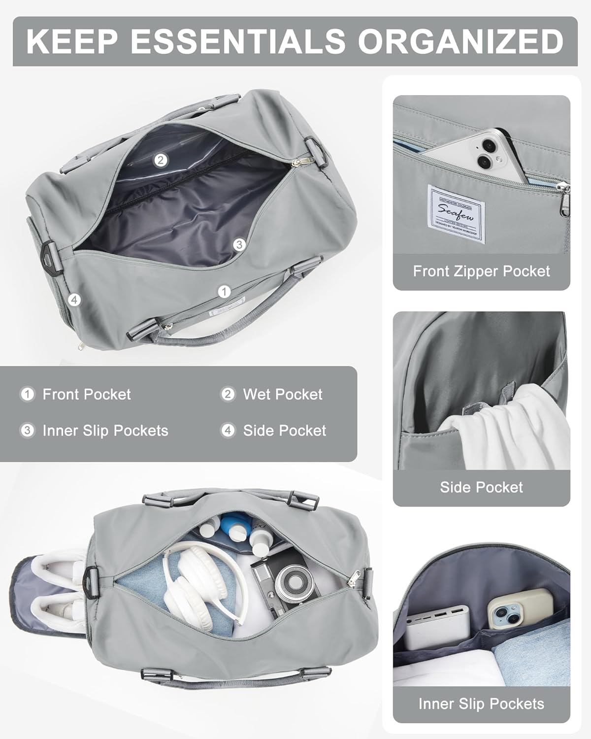 Gym Bag Womens Mens with Shoes Compartment and Wet Pocket Travel Duffel Bags for Women for Plane Sport Gym Tote Bag with Toiletry Bags Waterproof Weekend Overnight Carry on Bag Hospital Holdalls - Colors A