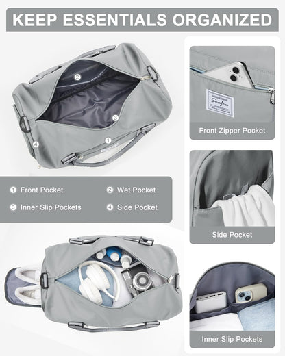 Gym Bag Womens Mens with Shoes Compartment and Wet Pocket Travel Duffel Bags for Women for Plane Sport Gym Tote Bag with Toiletry Bags Waterproof Weekend Overnight Carry on Bag Hospital Holdalls - Colors A