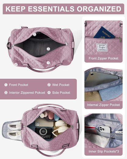 Gym Bag Womens Mens with Shoes Compartment and Wet Pocket Travel Duffel Bags for Women for Plane Sport Gym Tote Bag with Toiletry Bags Waterproof Weekend Overnight Carry on Bag Hospital Holdalls - Colors A