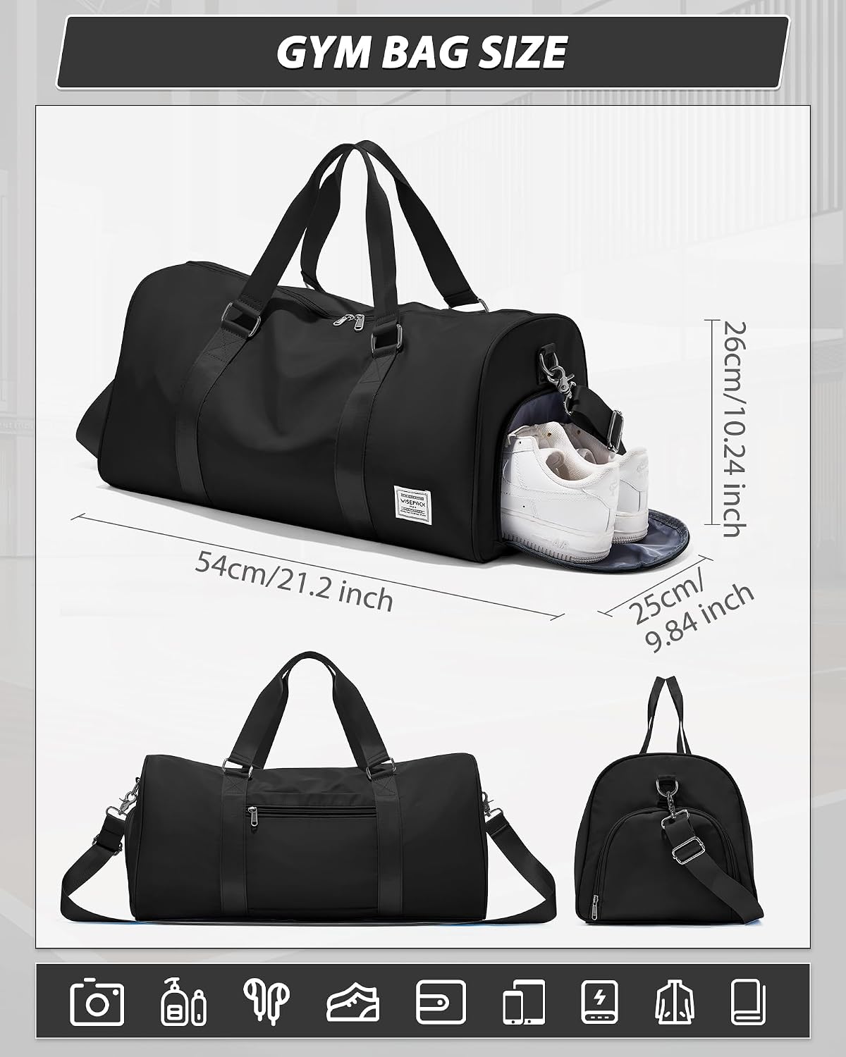 Gym Bag Womens Mens with Shoes Compartment and Wet Pocket Travel Duffel Bags for Women for Plane Sport Gym Tote Bag with Toiletry Bags Waterproof Weekend Overnight Carry on Bag Hospital Holdalls - Colors A