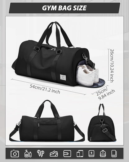 Gym Bag Womens Mens with Shoes Compartment and Wet Pocket Travel Duffel Bags for Women for Plane Sport Gym Tote Bag with Toiletry Bags Waterproof Weekend Overnight Carry on Bag Hospital Holdalls - Colors A