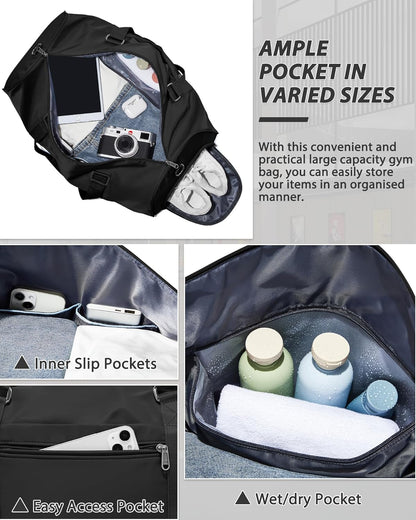Gym Bag Womens Mens with Shoes Compartment and Wet Pocket Travel Duffel Bags for Women for Plane Sport Gym Tote Bag with Toiletry Bags Waterproof Weekend Overnight Carry on Bag Hospital Holdalls - Colors A