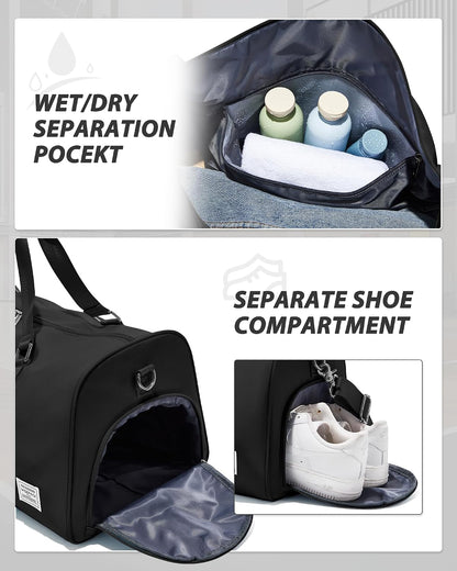 Gym Bag Womens Mens with Shoes Compartment and Wet Pocket Travel Duffel Bags for Women for Plane Sport Gym Tote Bag with Toiletry Bags Waterproof Weekend Overnight Carry on Bag Hospital Holdalls - Colors A