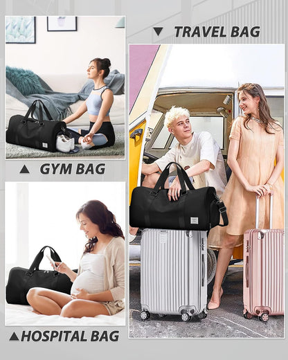 Gym Bag Womens Mens with Shoes Compartment and Wet Pocket Travel Duffel Bags for Women for Plane Sport Gym Tote Bag with Toiletry Bags Waterproof Weekend Overnight Carry on Bag Hospital Holdalls - Colors A