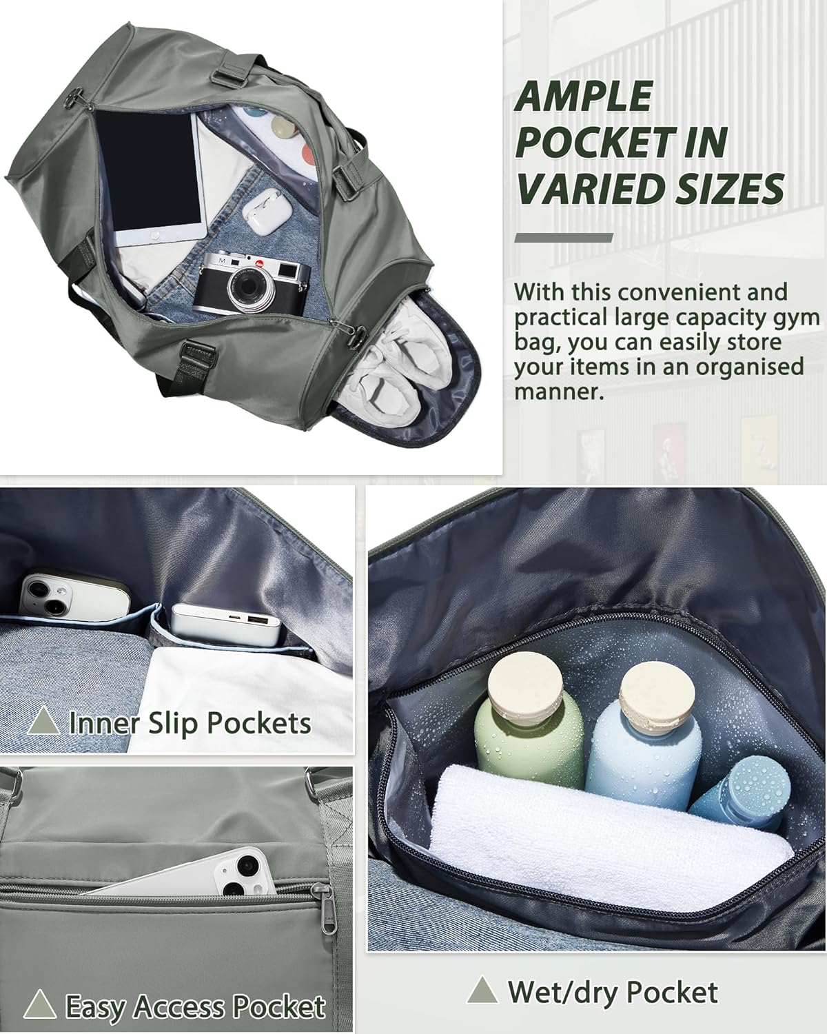 Gym Bag Womens Mens with Shoes Compartment and Wet Pocket Travel Duffel Bags for Women for Plane Sport Gym Tote Bag with Toiletry Bags Waterproof Weekend Overnight Carry on Bag Hospital Holdalls - Colors A
