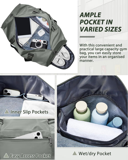 Gym Bag Womens Mens with Shoes Compartment and Wet Pocket Travel Duffel Bags for Women for Plane Sport Gym Tote Bag with Toiletry Bags Waterproof Weekend Overnight Carry on Bag Hospital Holdalls - Colors A