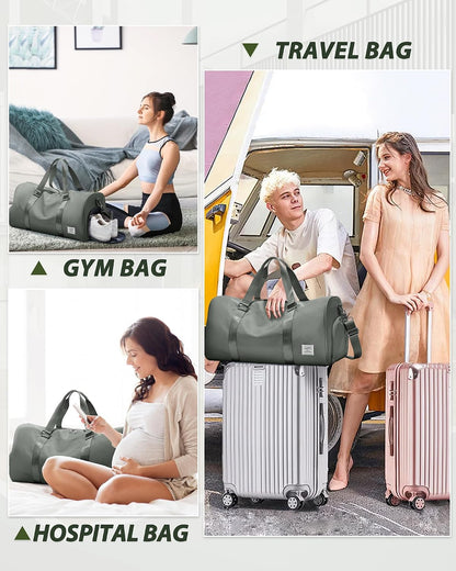 Gym Bag Womens Mens with Shoes Compartment and Wet Pocket Travel Duffel Bags for Women for Plane Sport Gym Tote Bag with Toiletry Bags Waterproof Weekend Overnight Carry on Bag Hospital Holdalls - Colors A