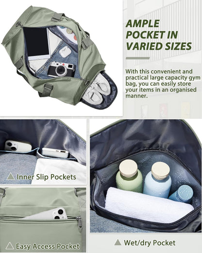 Gym Bag Womens Mens with Shoes Compartment and Wet Pocket Travel Duffel Bags for Women for Plane Sport Gym Tote Bag with Toiletry Bags Waterproof Weekend Overnight Carry on Bag Hospital Holdalls - Colors A