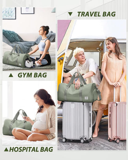 Gym Bag Womens Mens with Shoes Compartment and Wet Pocket Travel Duffel Bags for Women for Plane Sport Gym Tote Bag with Toiletry Bags Waterproof Weekend Overnight Carry on Bag Hospital Holdalls - Colors A