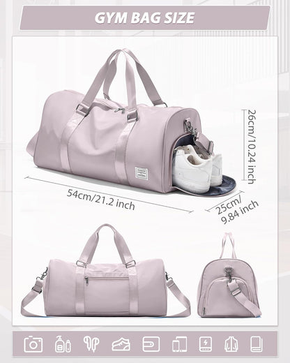 Gym Bag Womens Mens with Shoes Compartment and Wet Pocket Travel Duffel Bags for Women for Plane Sport Gym Tote Bag with Toiletry Bags Waterproof Weekend Overnight Carry on Bag Hospital Holdalls - Colors A