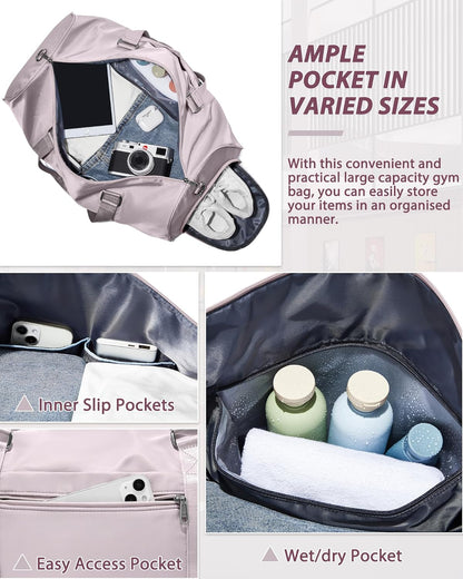 Gym Bag Womens Mens with Shoes Compartment and Wet Pocket Travel Duffel Bags for Women for Plane Sport Gym Tote Bag with Toiletry Bags Waterproof Weekend Overnight Carry on Bag Hospital Holdalls - Colors A