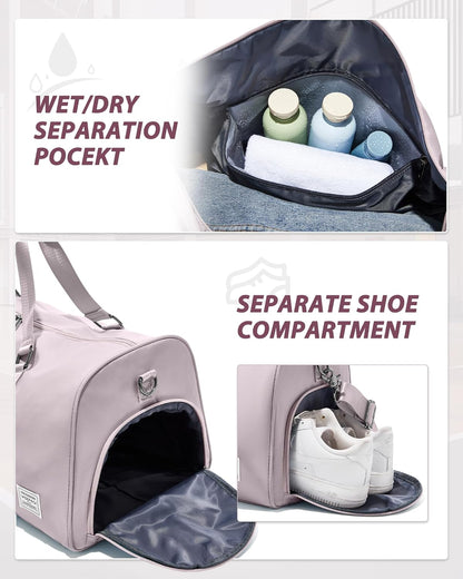 Gym Bag Womens Mens with Shoes Compartment and Wet Pocket Travel Duffel Bags for Women for Plane Sport Gym Tote Bag with Toiletry Bags Waterproof Weekend Overnight Carry on Bag Hospital Holdalls - Colors A