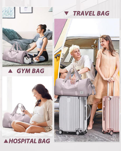 Gym Bag Womens Mens with Shoes Compartment and Wet Pocket Travel Duffel Bags for Women for Plane Sport Gym Tote Bag with Toiletry Bags Waterproof Weekend Overnight Carry on Bag Hospital Holdalls - Colors A