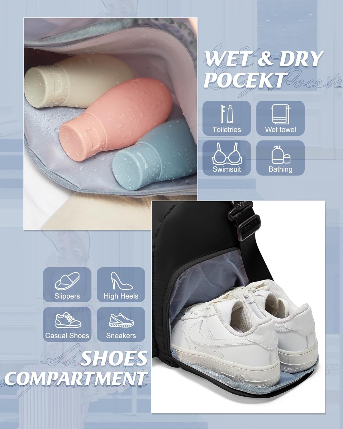 Gym Bag Womens Mens with Shoes Compartment and Wet Pocket Travel Duffel Bags for Women for Plane Sport Gym Tote Bag with Toiletry Bags Waterproof Weekend Overnight Carry on Bag Hospital Holdalls - Colors A