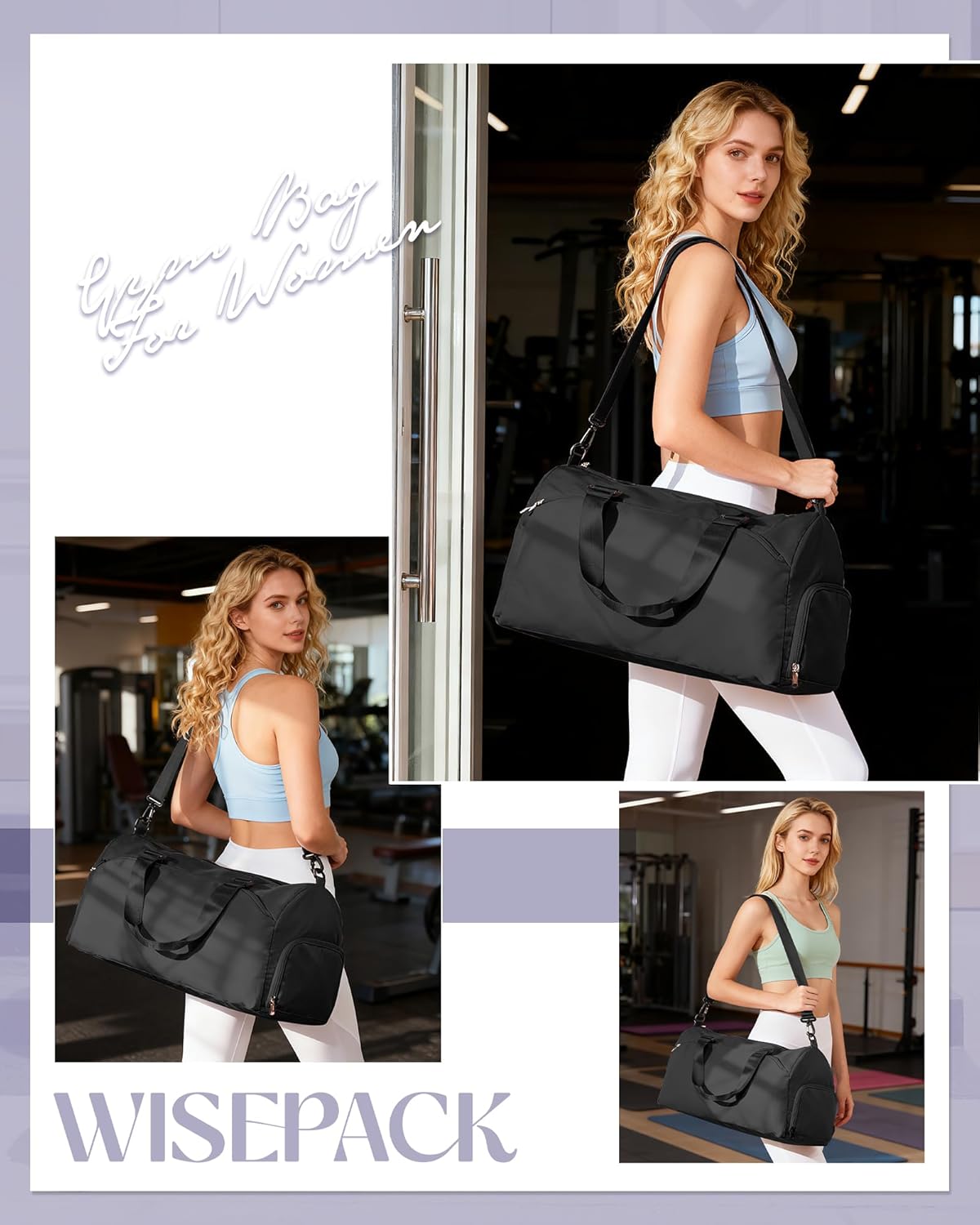 Gym Bag Womens Mens with Shoes Compartment and Wet Pocket Travel Duffel Bags for Women for Plane Sport Gym Tote Bag with Toiletry Bags Waterproof Weekend Overnight Carry on Bag Hospital Holdalls - Colors A