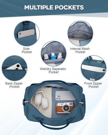 Gym Bag Womens Mens with Shoes Compartment and Wet Pocket Travel Duffel Bags for Women for Plane Sport Gym Tote Bag with Toiletry Bags Waterproof Weekend Overnight Carry on Bag Hospital Holdalls - Colors A