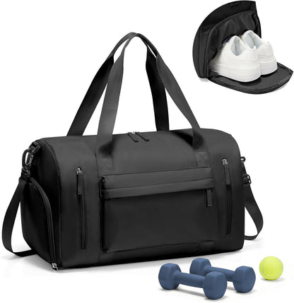 Gym Bag Womens Mens with Shoes Compartment and Wet Pocket Travel Duffel Bags for Women for Plane Sport Gym Tote Bag with Toiletry Bags Waterproof Weekend Overnight Carry on Bag Hospital Holdalls - Colors A