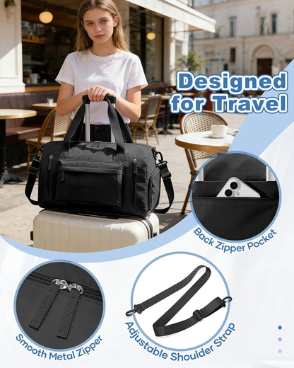 Gym Bag Womens Mens with Shoes Compartment and Wet Pocket Travel Duffel Bags for Women for Plane Sport Gym Tote Bag with Toiletry Bags Waterproof Weekend Overnight Carry on Bag Hospital Holdalls - Colors A