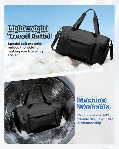 Gym Bag Womens Mens with Shoes Compartment and Wet Pocket Travel Duffel Bags for Women for Plane Sport Gym Tote Bag with Toiletry Bags Waterproof Weekend Overnight Carry on Bag Hospital Holdalls - Colors A