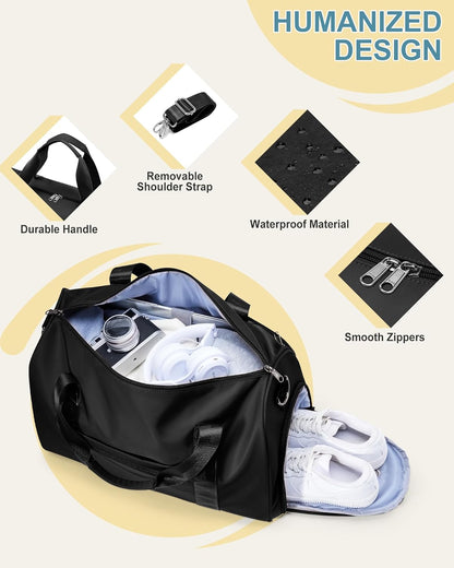 Gym Bag Womens Mens with Shoes Compartment and Wet Pocket Travel Duffel Bags for Women for Plane Sport Gym Tote Bag with Toiletry Bags Waterproof Weekend Overnight Carry on Bag Hospital Holdalls - Colors A