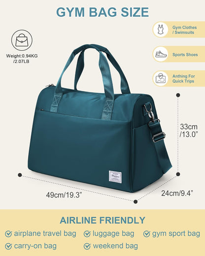 Gym Bag Womens Mens with Shoes Compartment and Wet Pocket Travel Duffel Bags for Women for Plane Sport Gym Tote Bag with Toiletry Bags Waterproof Weekend Overnight Carry on Bag Hospital Holdalls - Colors A