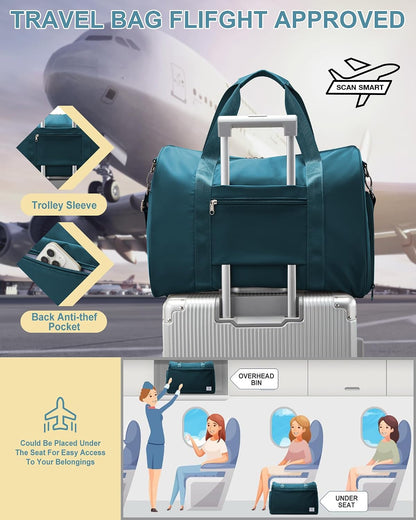 Gym Bag Womens Mens with Shoes Compartment and Wet Pocket Travel Duffel Bags for Women for Plane Sport Gym Tote Bag with Toiletry Bags Waterproof Weekend Overnight Carry on Bag Hospital Holdalls - Colors A