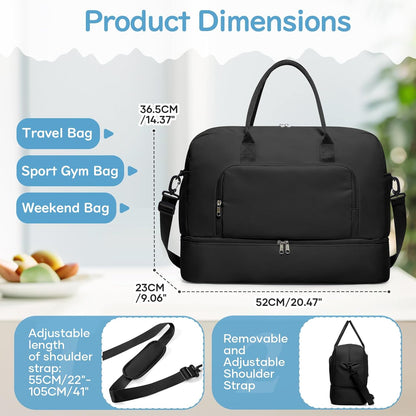 Gym Bag Womens Mens with Shoes Compartment and Wet Pocket Travel Duffel Bags for Women for Plane Sport Gym Tote Bag with Toiletry Bags Waterproof Weekend Overnight Carry on Bag Hospital Holdalls - Colors A