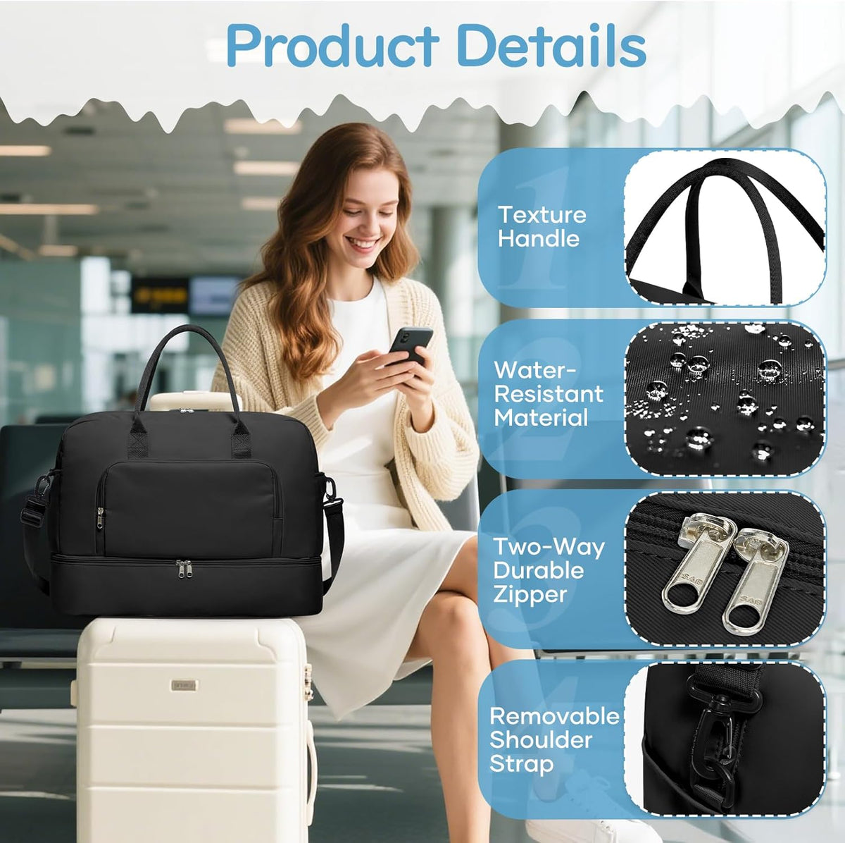 Gym Bag Womens Mens with Shoes Compartment and Wet Pocket Travel Duffel Bags for Women for Plane Sport Gym Tote Bag with Toiletry Bags Waterproof Weekend Overnight Carry on Bag Hospital Holdalls - Colors A