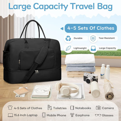 Gym Bag Womens Mens with Shoes Compartment and Wet Pocket Travel Duffel Bags for Women for Plane Sport Gym Tote Bag with Toiletry Bags Waterproof Weekend Overnight Carry on Bag Hospital Holdalls - Colors A