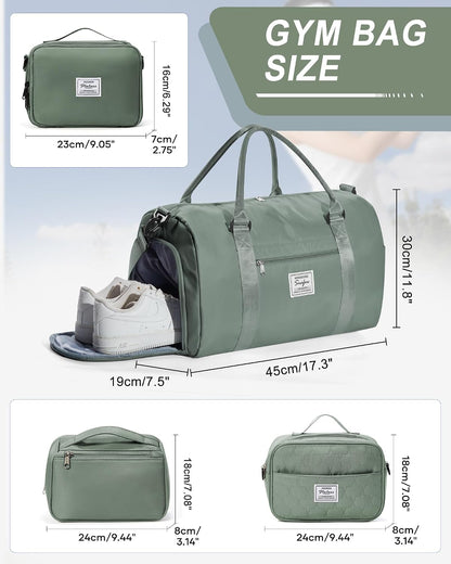 Gym Bag Womens Mens with Shoes Compartment and Wet Pocket Travel Duffel Bags for Women for Plane Sport Gym Tote Bag with Toiletry Bags Waterproof Weekend Overnight Carry on Bag Hospital Holdalls - Colors A