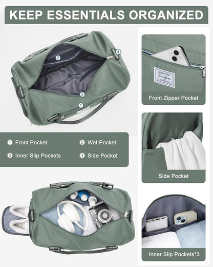 Gym Bag Womens Mens with Shoes Compartment and Wet Pocket Travel Duffel Bags for Women for Plane Sport Gym Tote Bag with Toiletry Bags Waterproof Weekend Overnight Carry on Bag Hospital Holdalls - Colors A