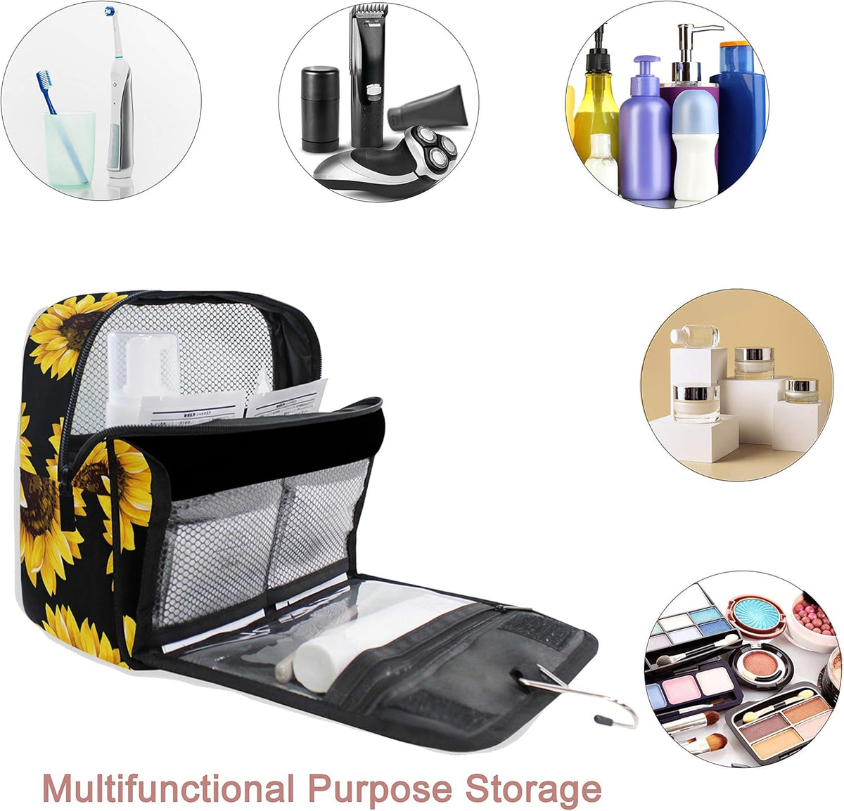 Hanging Travel Toiletry Bag Kit Makeup Case Cosmetics Organizer for Men Women - Colors A