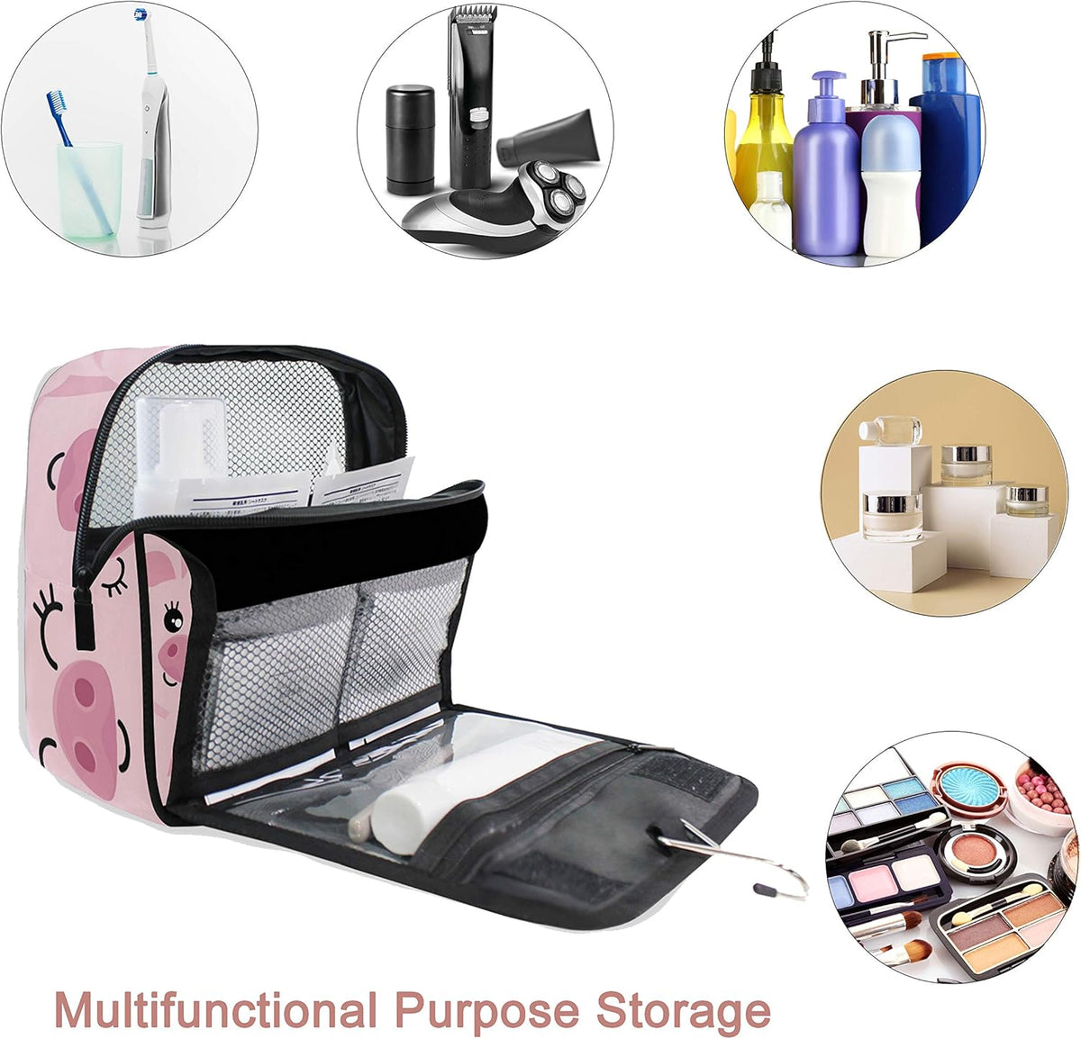 Hanging Travel Toiletry Bag Kit Makeup Case Cosmetics Organizer for Men Women - Colors A