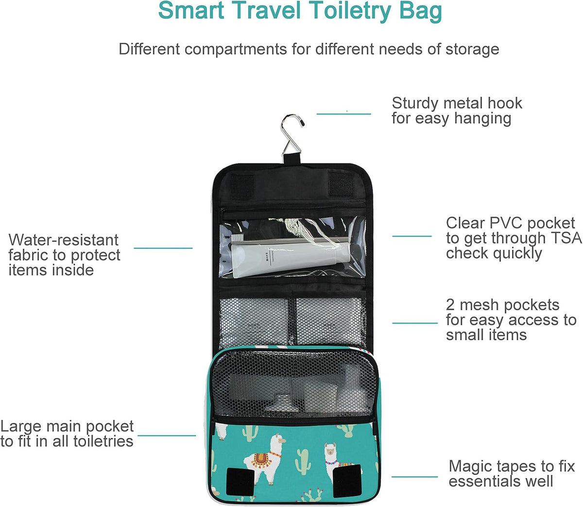 Hanging Travel Toiletry Bag Kit Makeup Case Cosmetics Organizer for Men Women - Colors A