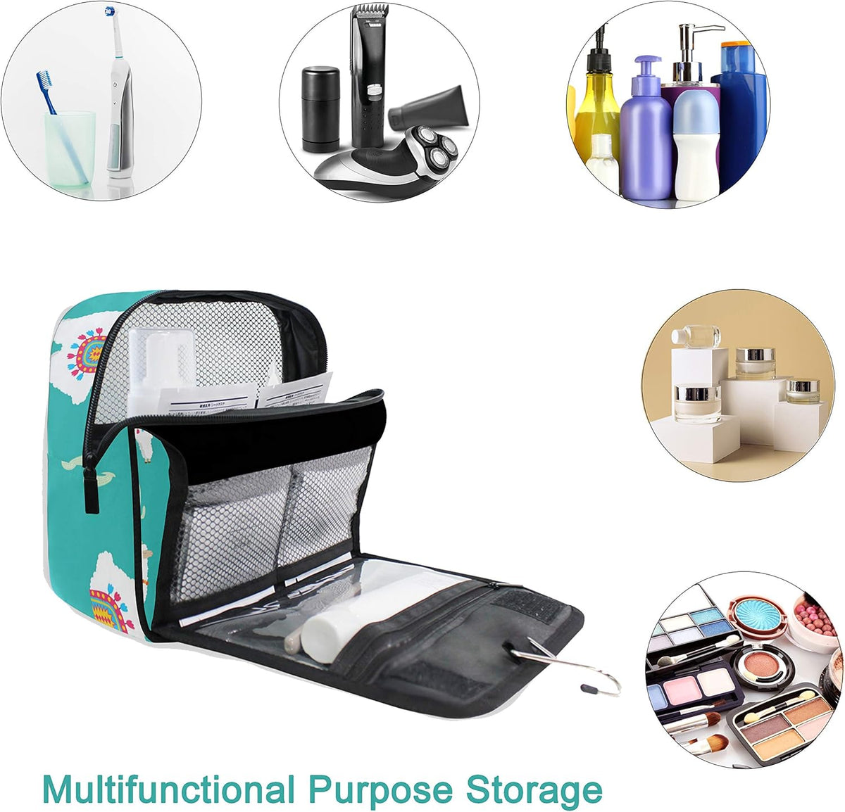 Hanging Travel Toiletry Bag Kit Makeup Case Cosmetics Organizer for Men Women - Colors A
