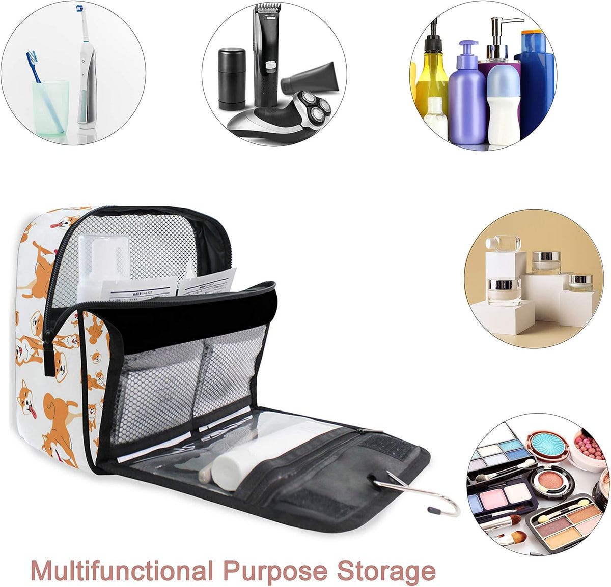 Hanging Travel Toiletry Bag Kit Makeup Case Cosmetics Organizer for Men Women - Colors A