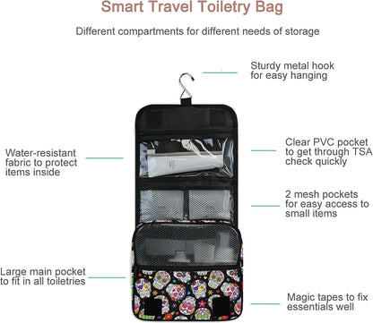 Hanging Travel Toiletry Bag Kit Makeup Case Cosmetics Organizer for Men Women - Colors A