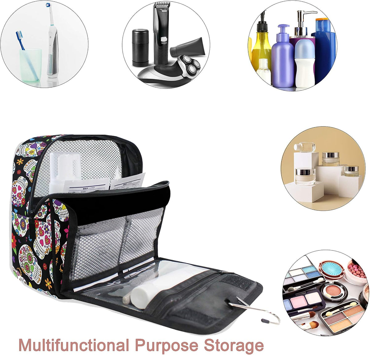 Hanging Travel Toiletry Bag Kit Makeup Case Cosmetics Organizer for Men Women - Colors A