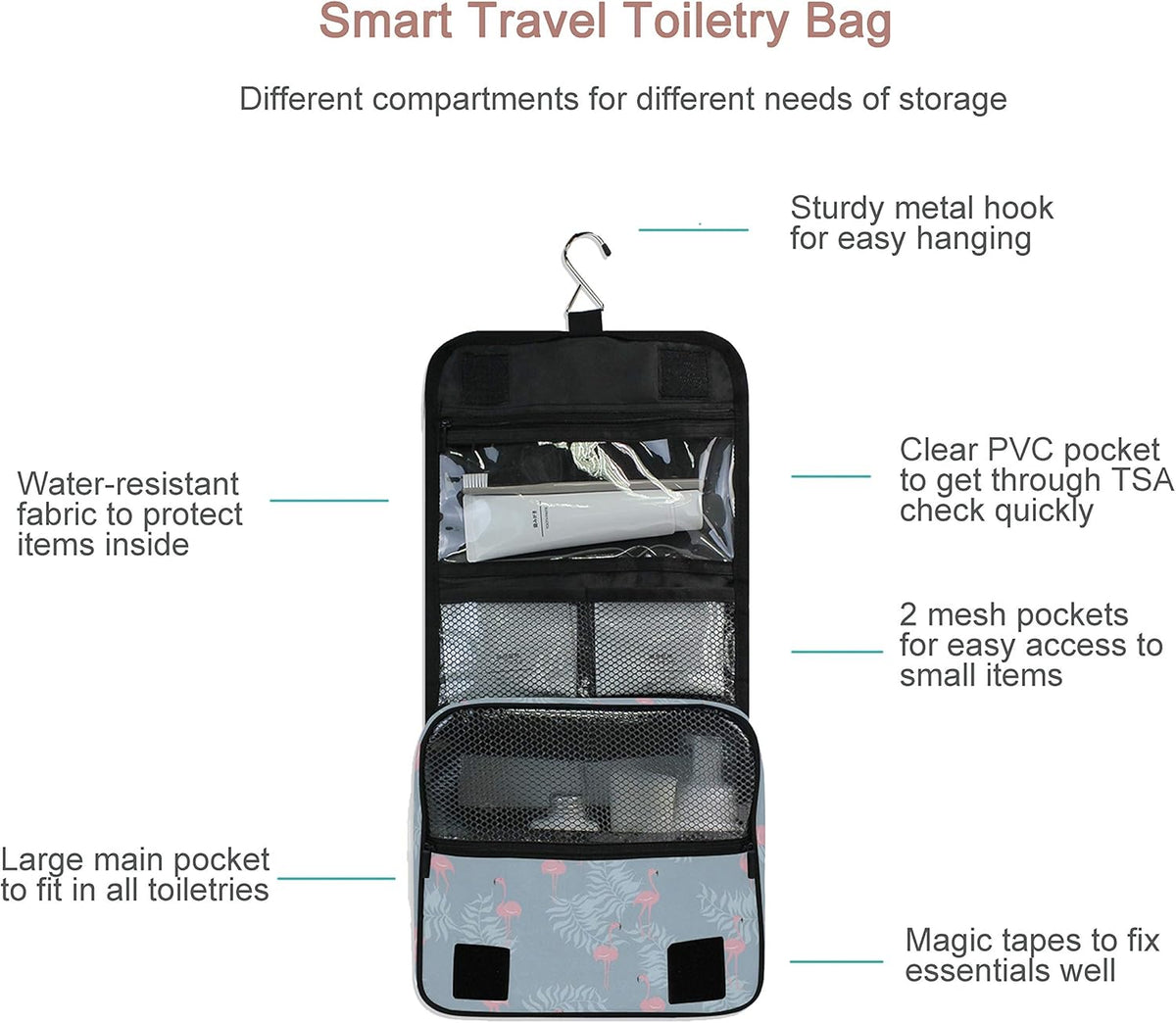 Hanging Travel Toiletry Bag Kit Makeup Case Cosmetics Organizer for Men Women - Colors A