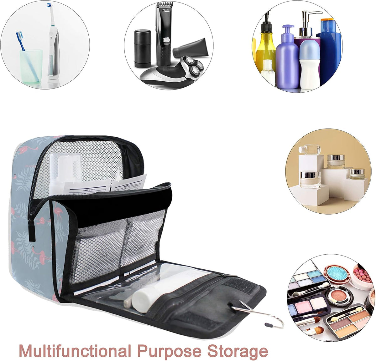 Hanging Travel Toiletry Bag Kit Makeup Case Cosmetics Organizer for Men Women - Colors A